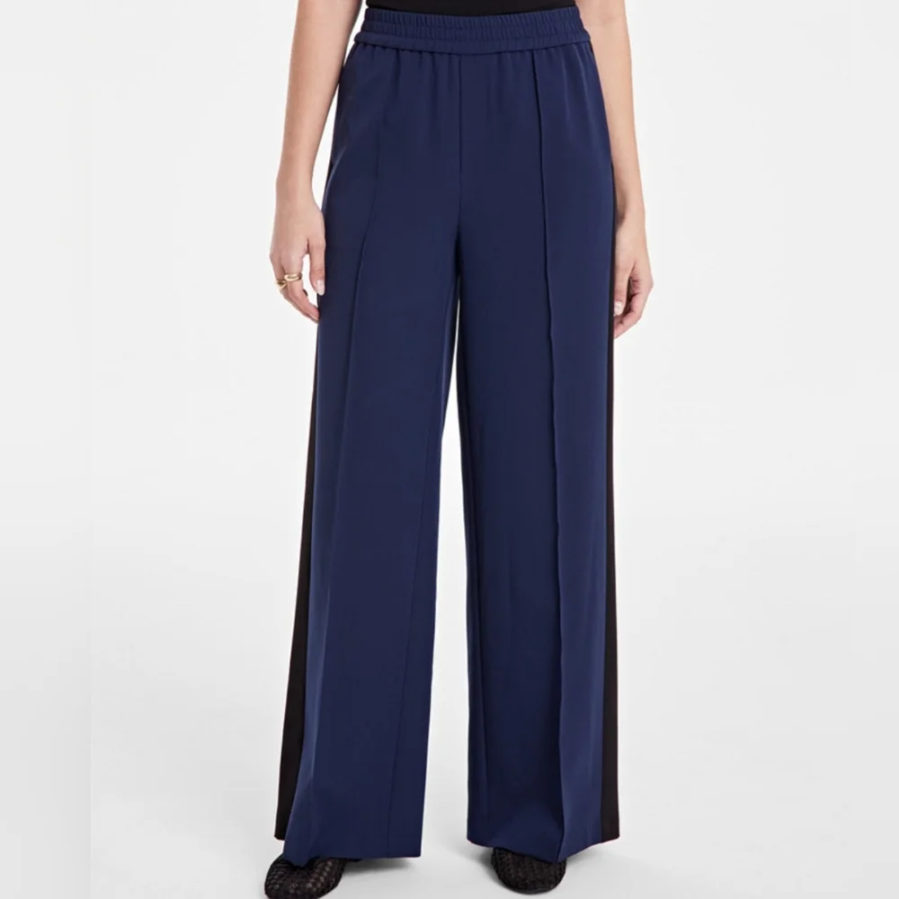 Women's Mid-Rise Side-Stripe Wide-Leg Pants SIZE MEDIUM NWT